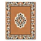Terracotta Medallion Floral Border Rug