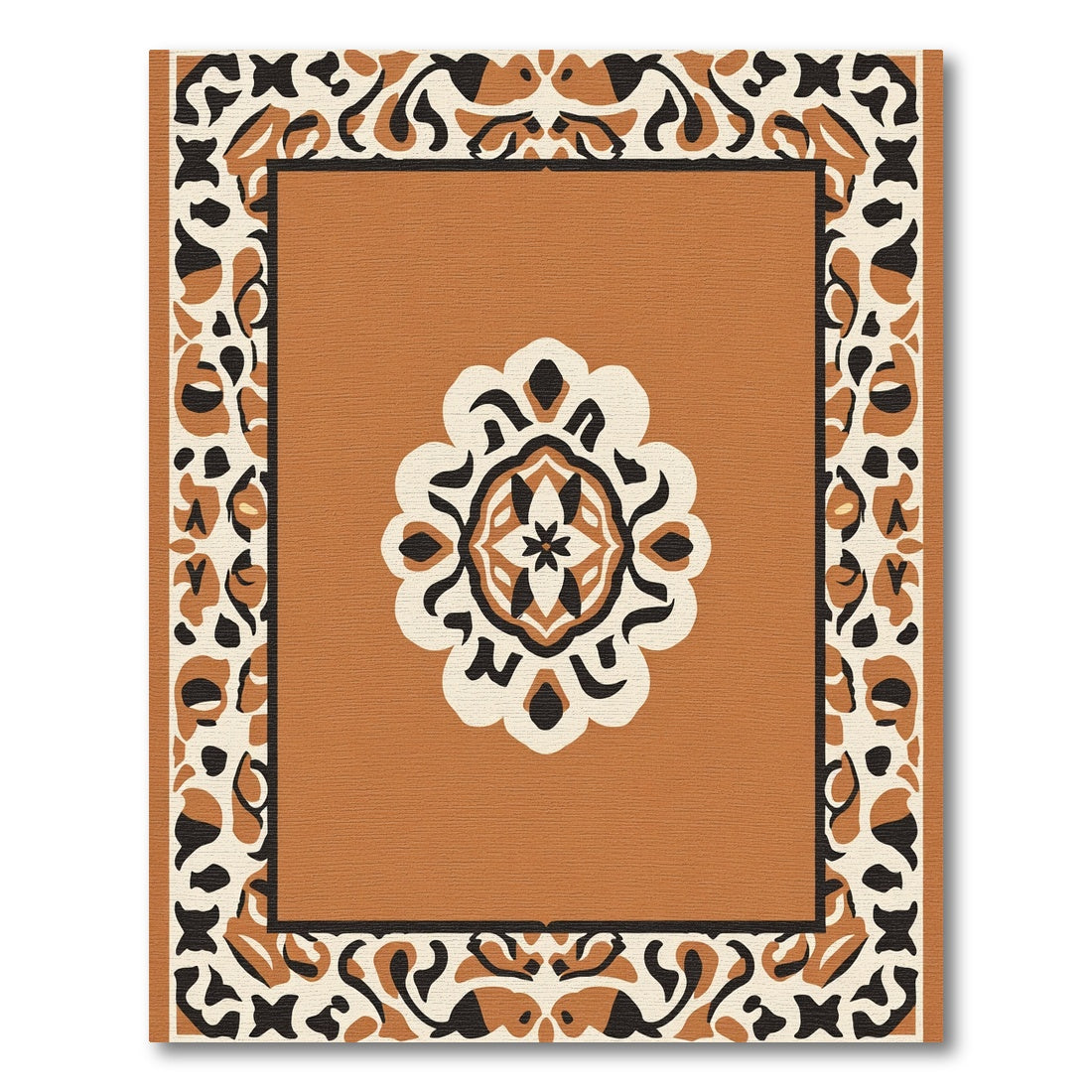 Terracotta Medallion Floral Border Rug