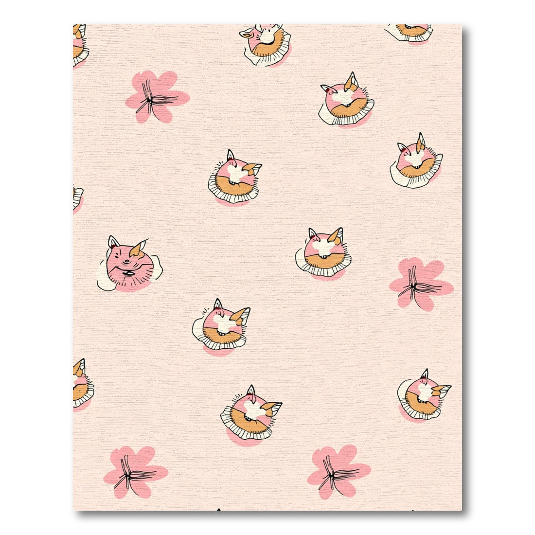 Pink Floral Cat Faces Rug