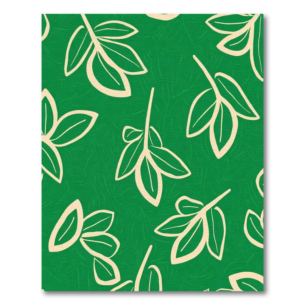Emerald Green Cream Leafy Branch Rug