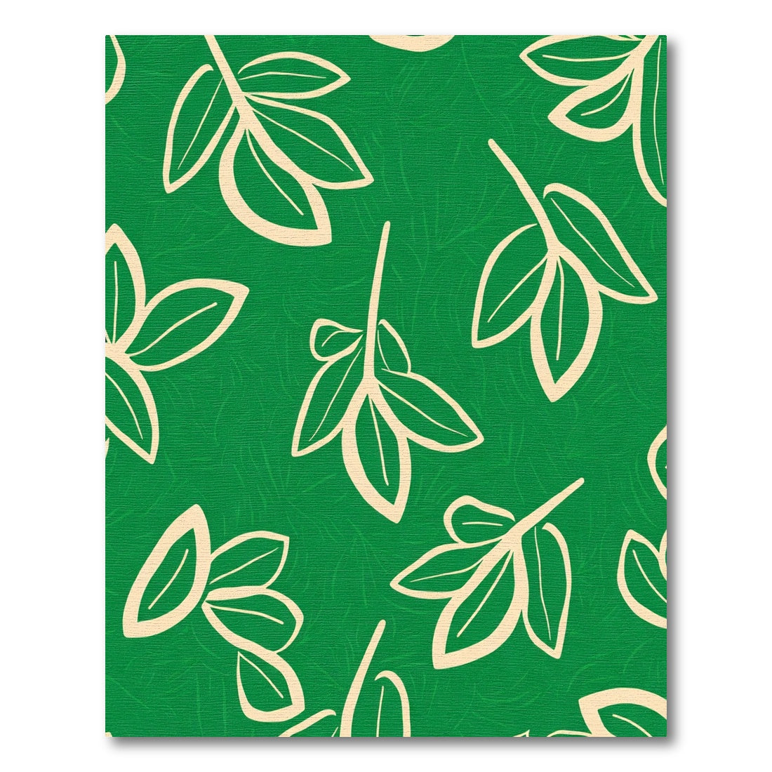 Emerald Green Cream Leafy Branch Rug