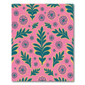 Pink Teal Floral Leaf Arrangement Rug