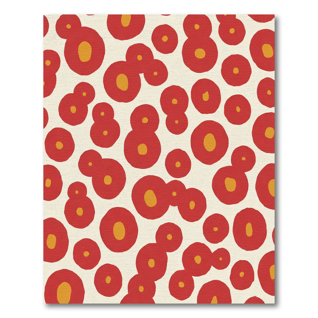 Red Yellow Abstract Circles Rug