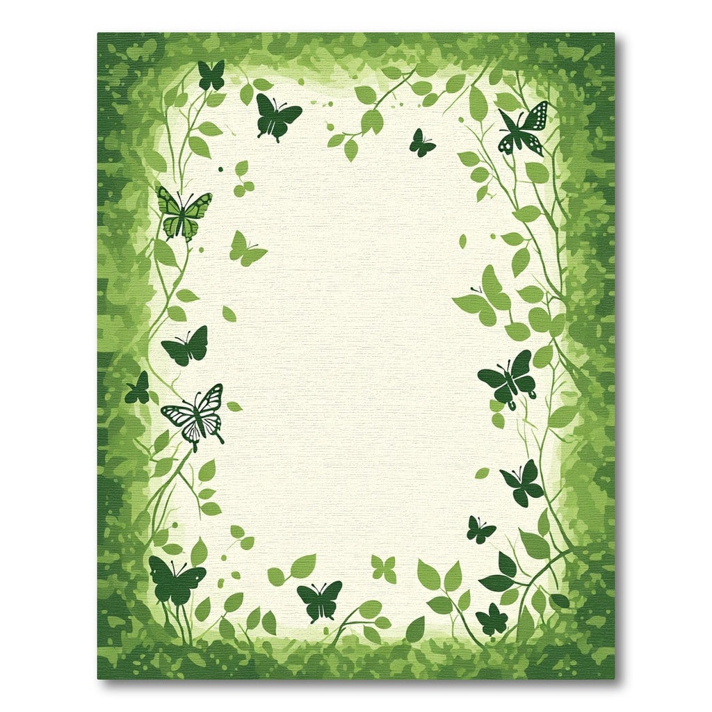 Green Butterfly Vine Border Rug