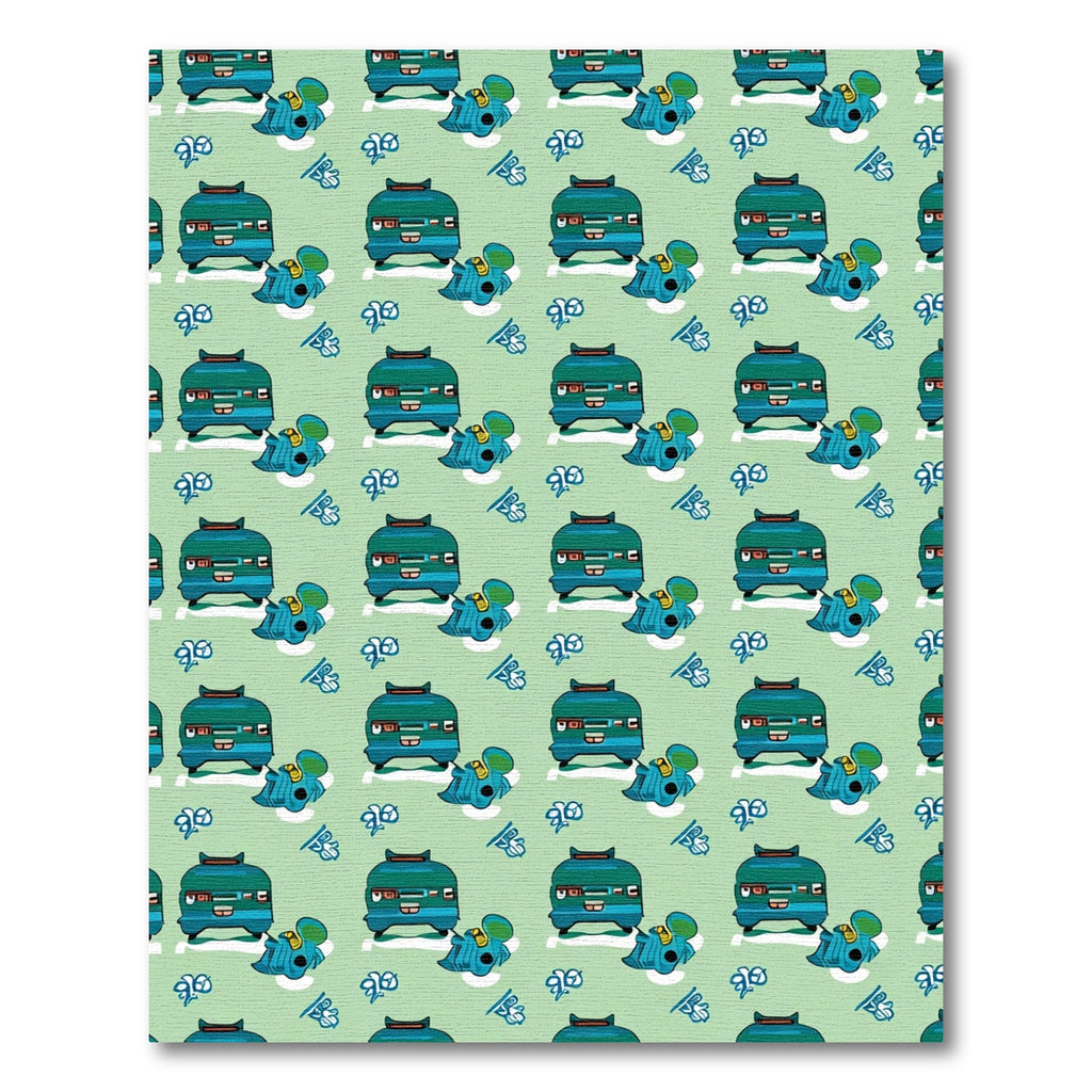 Teal Bus Blue Blob Repeating Pattern Rug