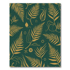 Golden Fern Leaves Botanical Emerald Rug