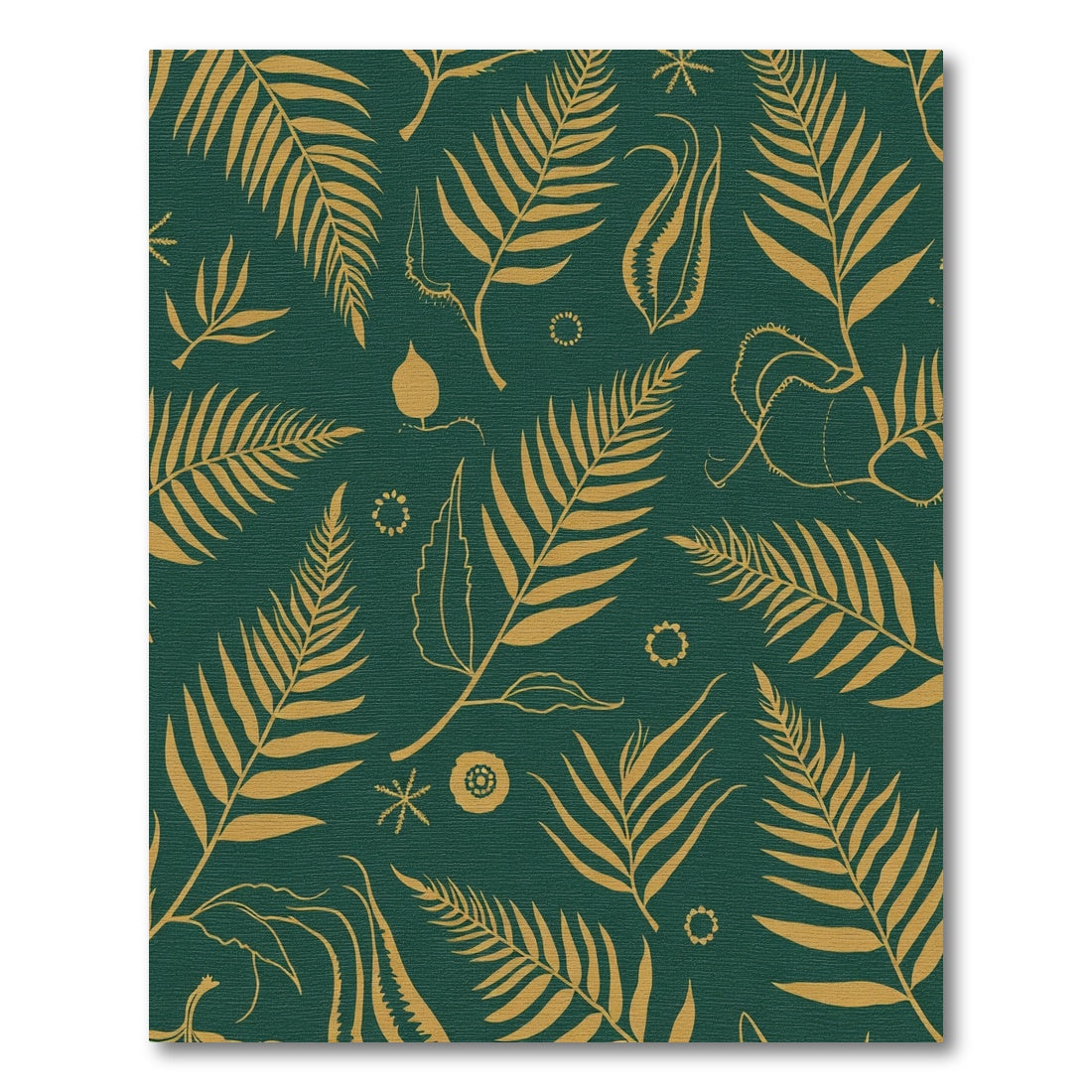 Golden Fern Leaves Botanical Emerald Rug