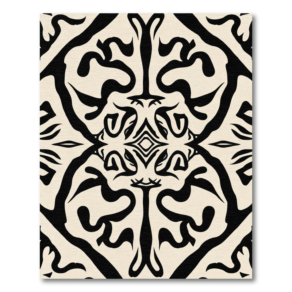 Cream Black Abstract Symmetry Rug