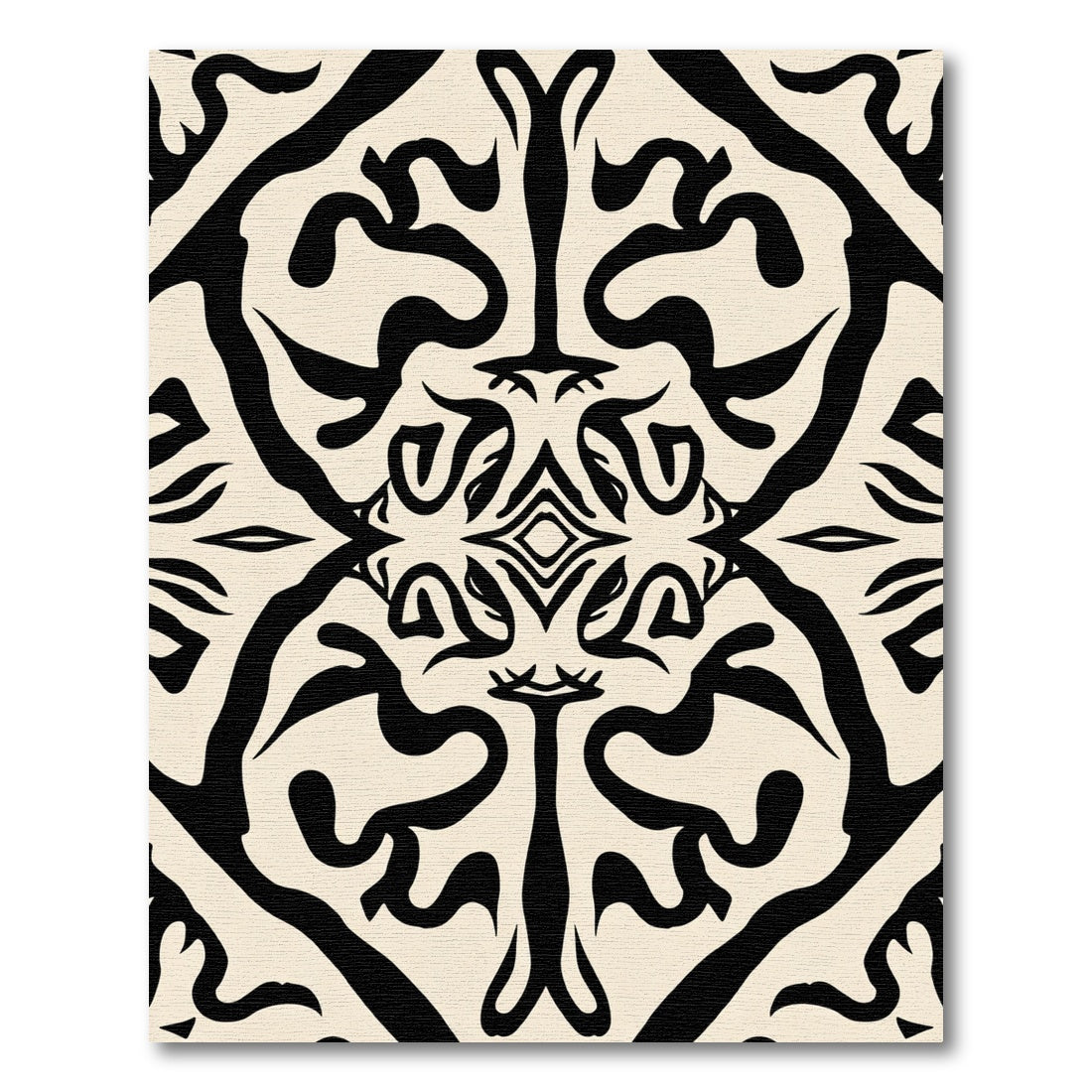 Cream Black Abstract Symmetry Rug