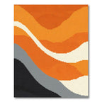 Orange Cream Gray Abstract Waves Rug