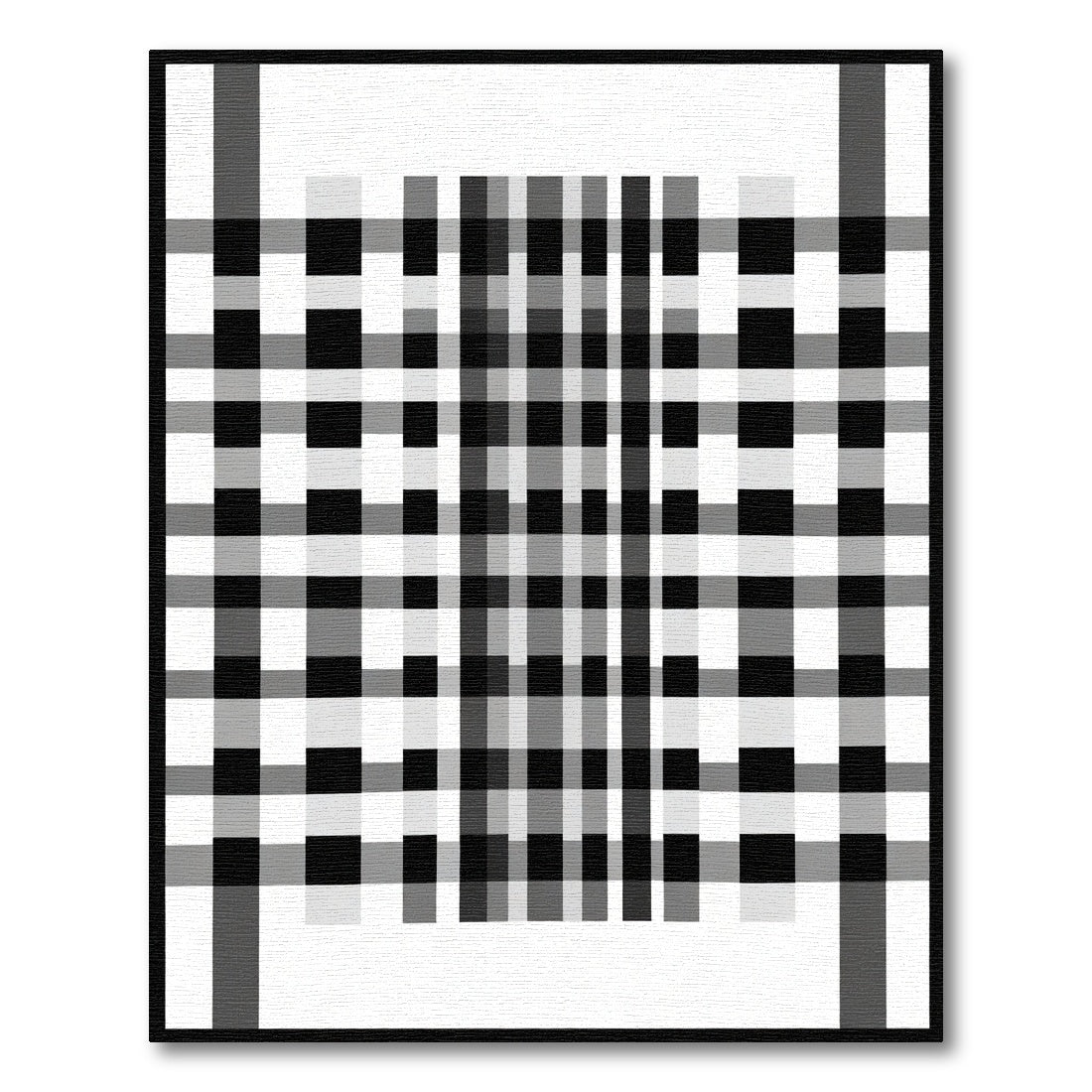 Monochromatic Black White Plaid Check Rug