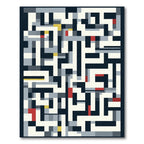 Modern Geometric Labyrinth Navy Cream Rug