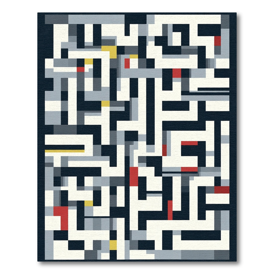 Modern Geometric Labyrinth Navy Cream Rug