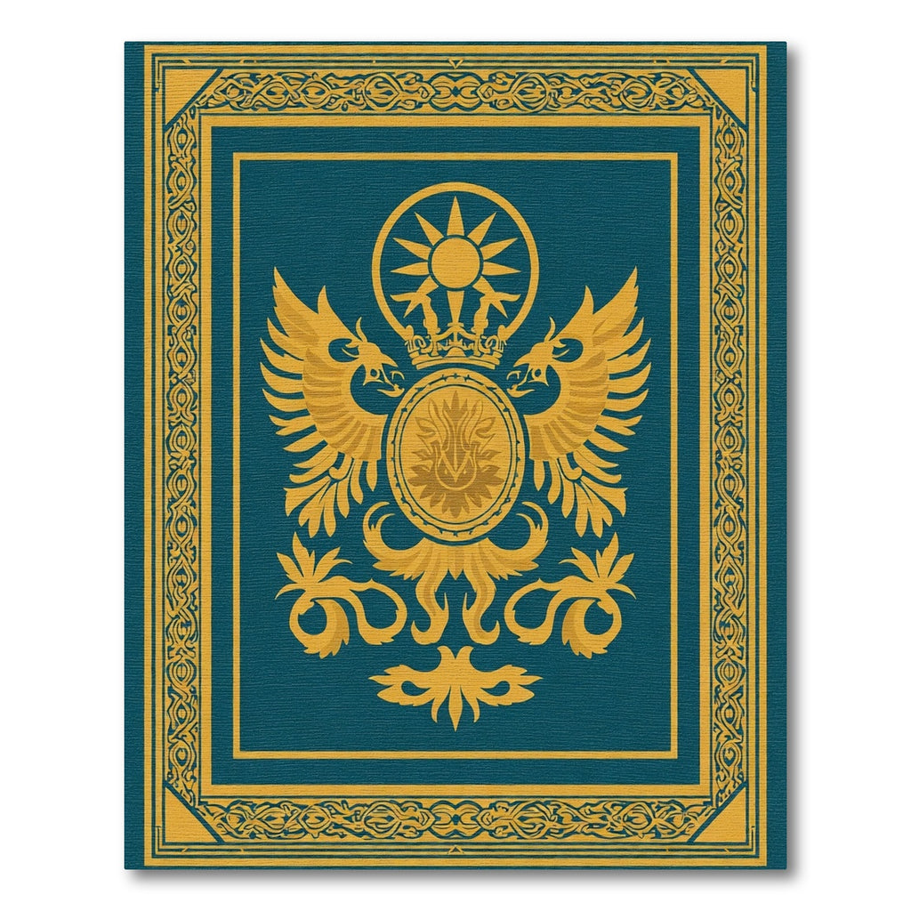 Regal Gold Eagle Sun Crest Teal Rug