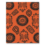 Bold Black Tribal Sunburst Orange Rug