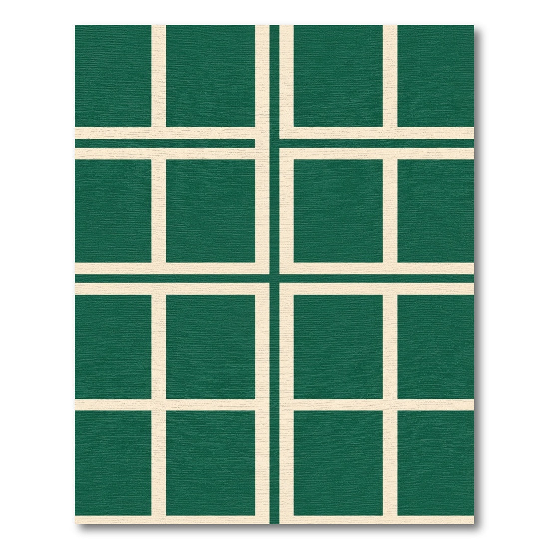 Deep Emerald White Grid Squares Rug
