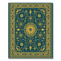 Golden Floral Medallion Teal Rug