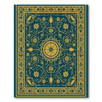 Golden Floral Medallion Teal Rug