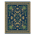 Ornate Blue and Gold Floral Arabesque Rug