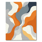Orange Gray Abstract Wavy Flow Rug