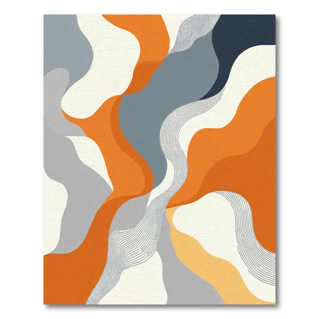 Orange Gray Abstract Wavy Flow Rug