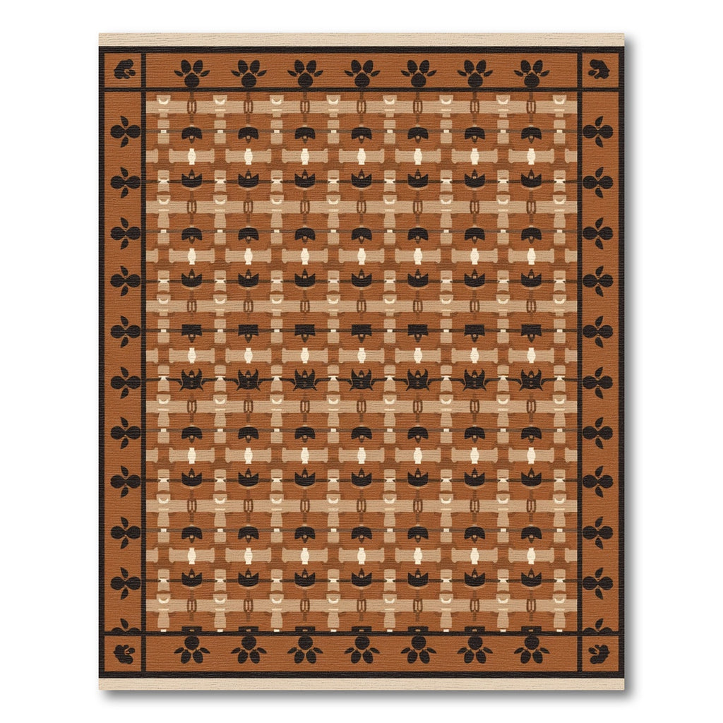 Earth Toned Basket Weave Floral Rug
