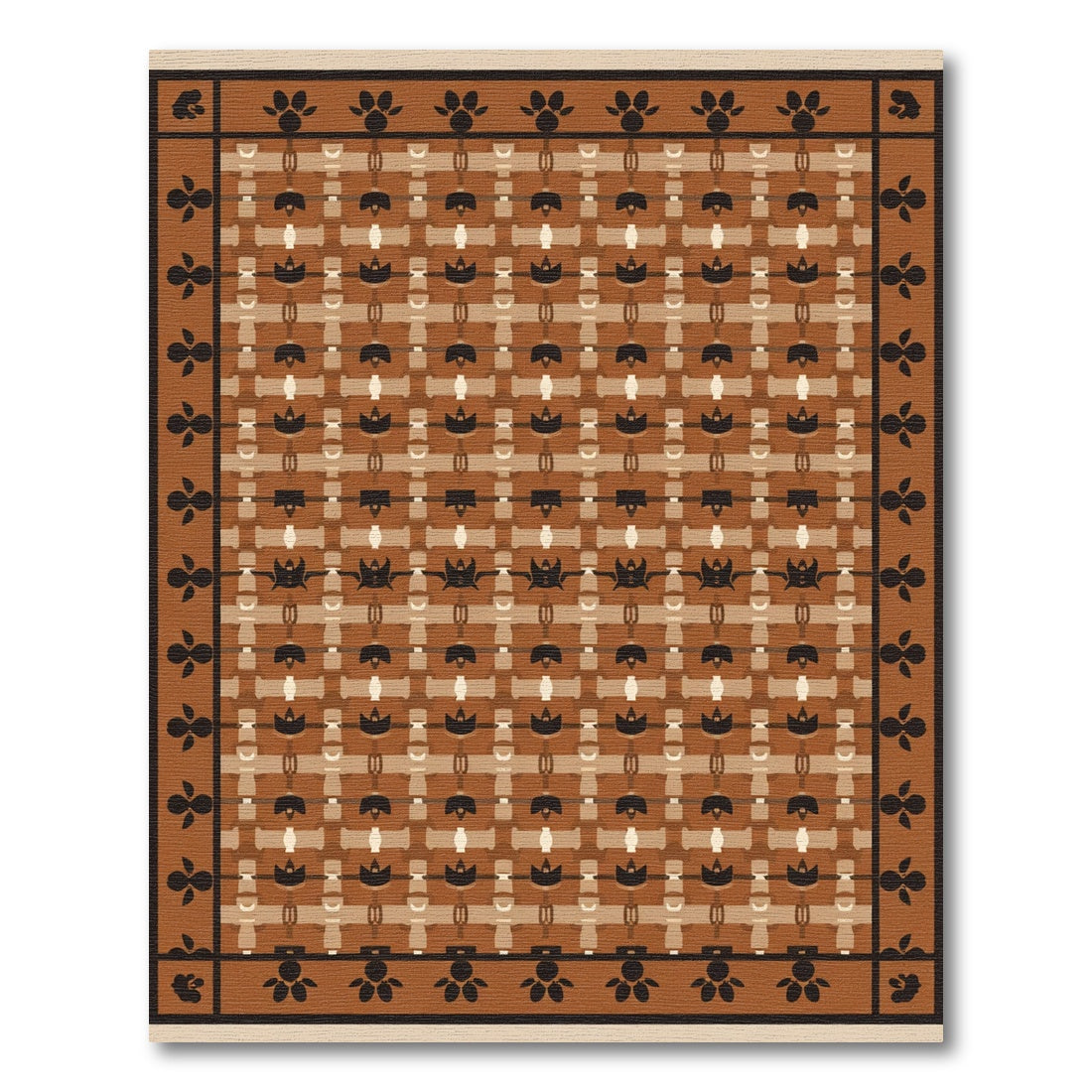 Earth Toned Basket Weave Floral Rug