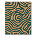 Deep Teal Orange Wavy Stripe Rug