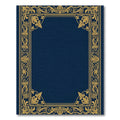 Ornate Gold Floral Navy Rectangular Border Rug