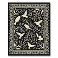 Cream Birds Among Branches Border Rug
