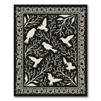 Cream Birds Among Branches Border Rug