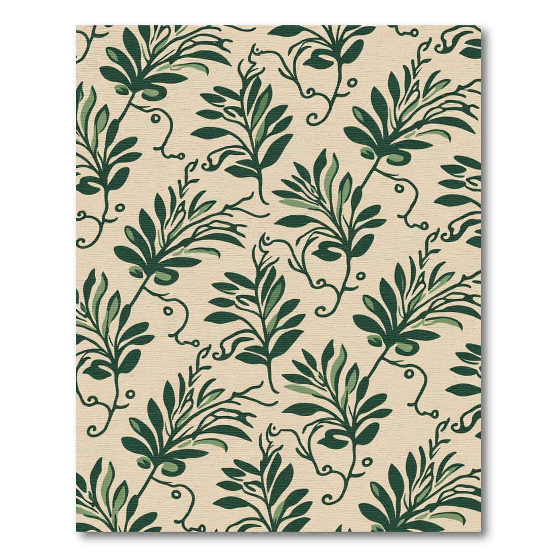 Green Leaf Vine Beige Background Rug