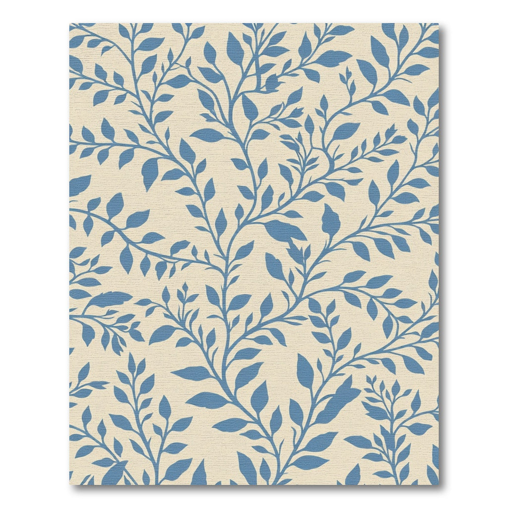 Blue Leafy Vine Cream Area Rug