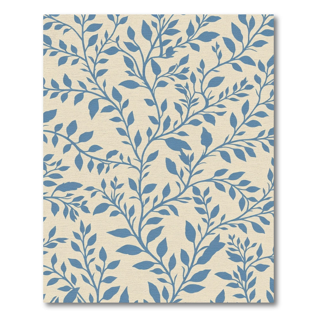 Blue Leafy Vine Cream Area Rug