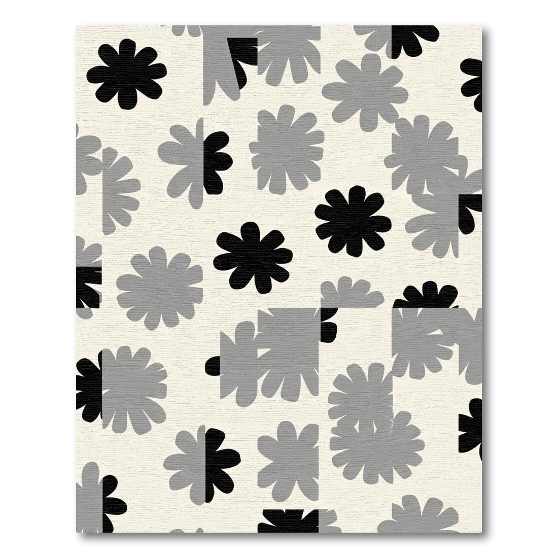 Retro Black Gray Petal Array Rug