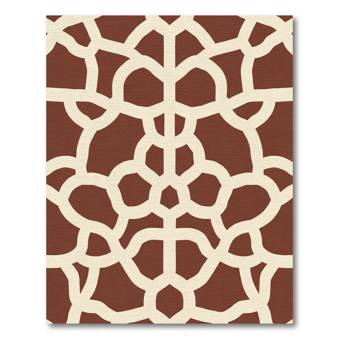Rich Brown Interlocking Lattice Rug