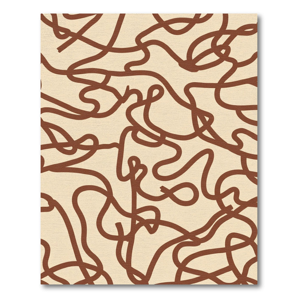 Brown Abstract Wavy Line Rug