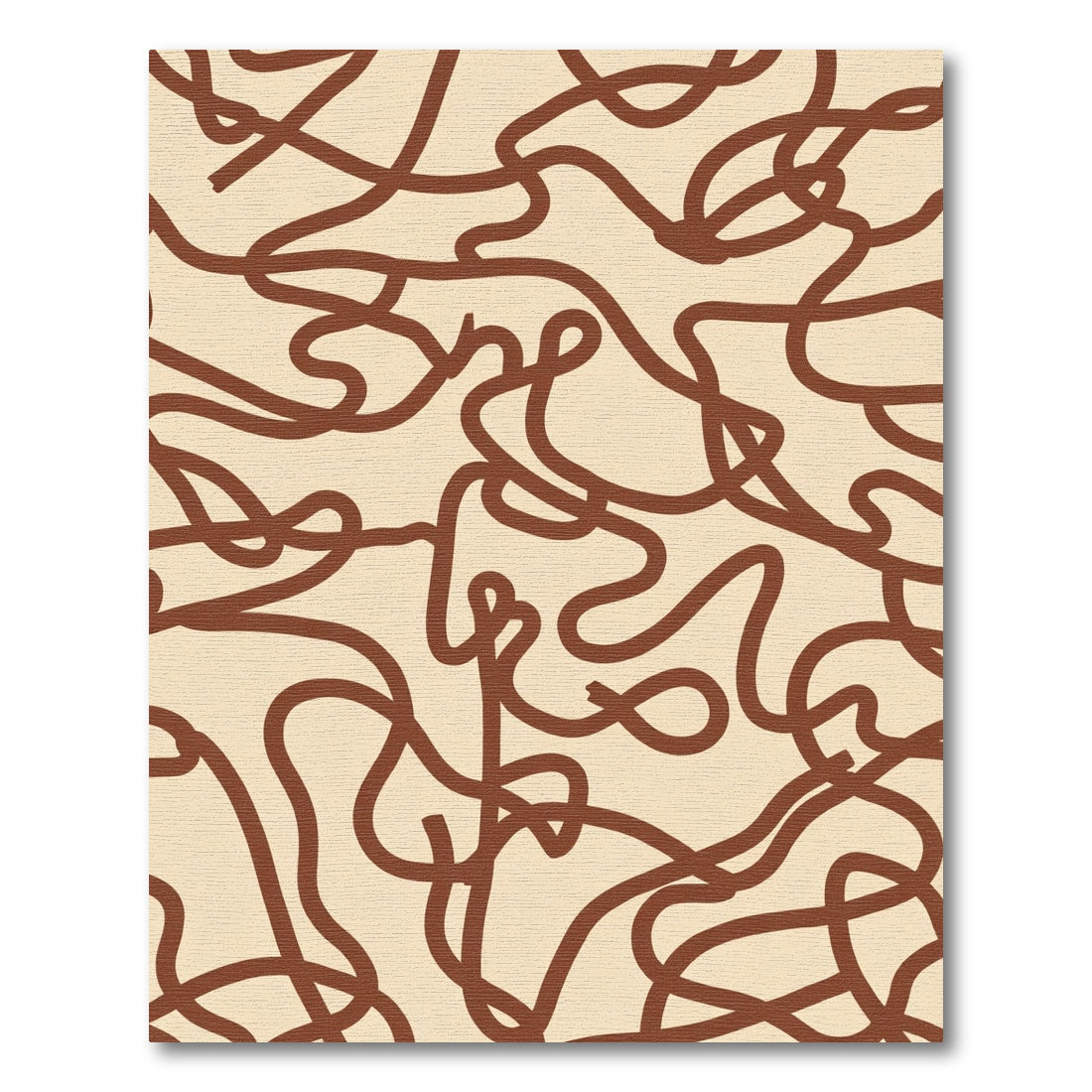 Brown Abstract Wavy Line Rug