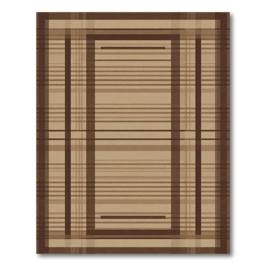 Brown Tan Plaid Rectangle Rug