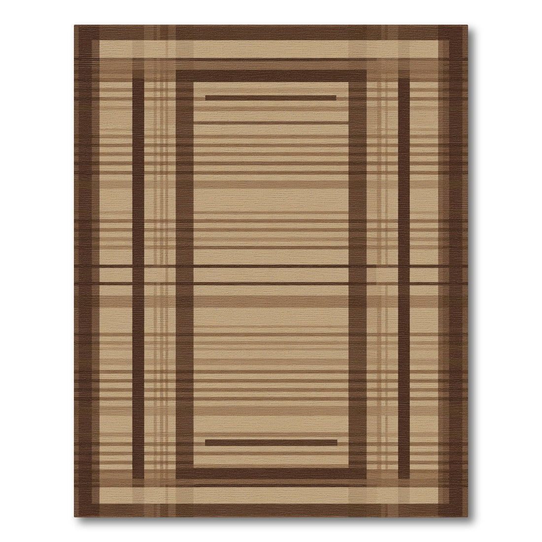 Brown Tan Plaid Rectangle Rug