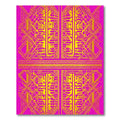 Vibrant Pink Gold Geometric Maze Rug