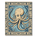 Ornate Beige Octopus Blue Ocean Rug