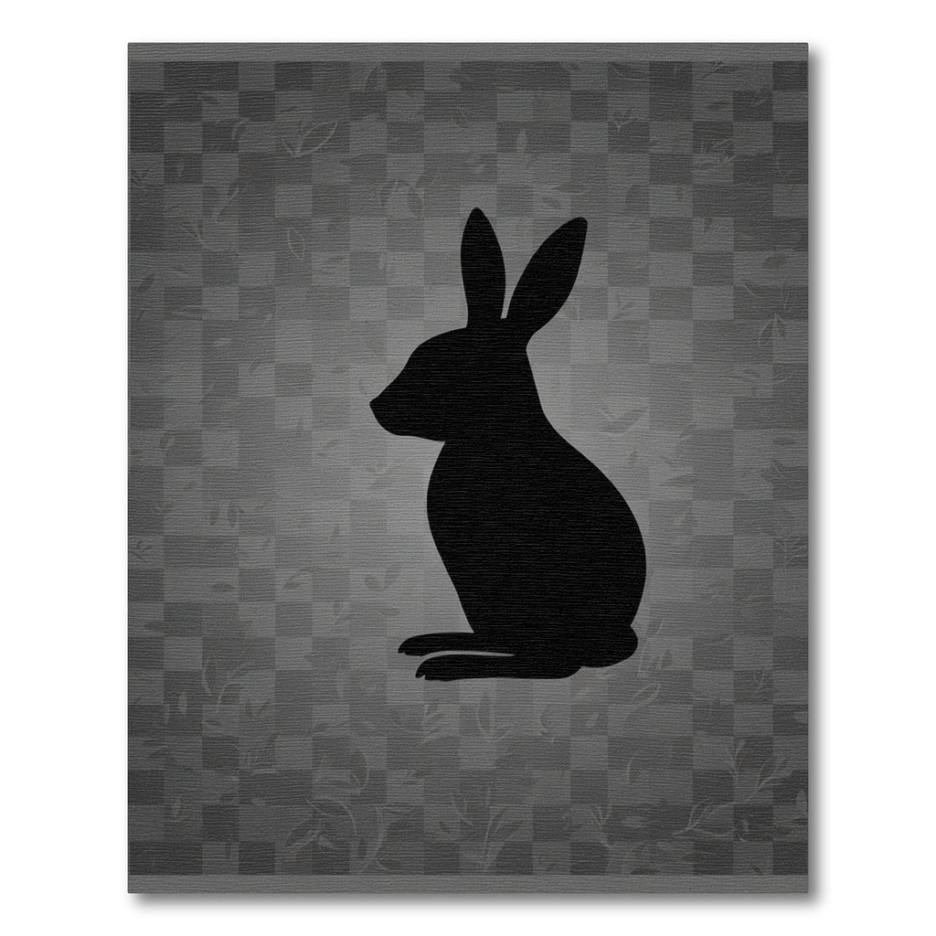 Black Hare Silhouette Garden Check Rug