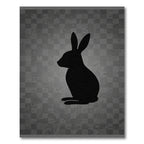 Black Hare Silhouette Garden Check Rug