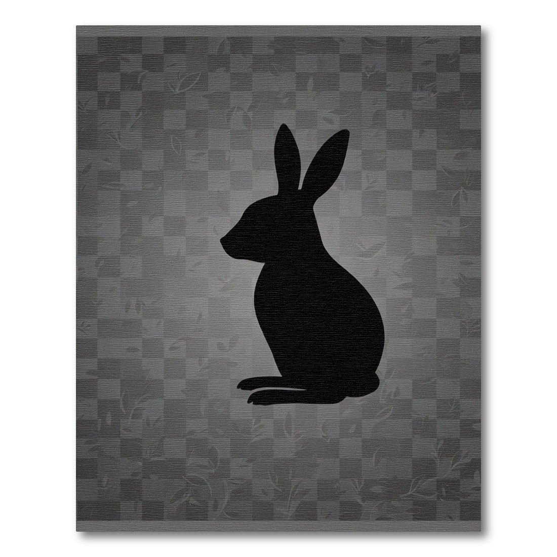 Black Hare Silhouette Garden Check Rug