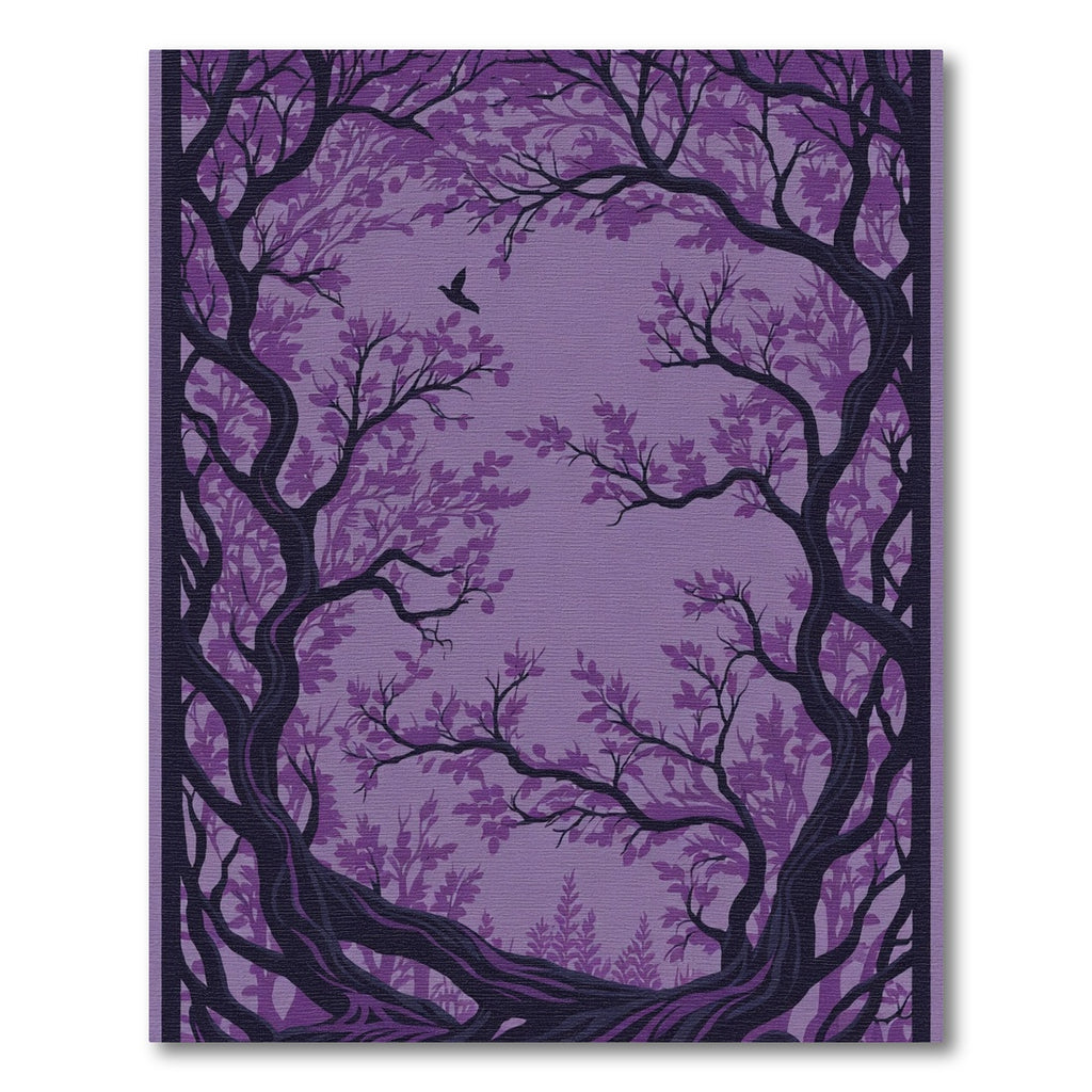 Mystic Purple Gnarled Woodland Bird Rug