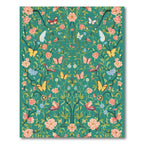 Whimsical Teal Floral Butterfly Garden Rug