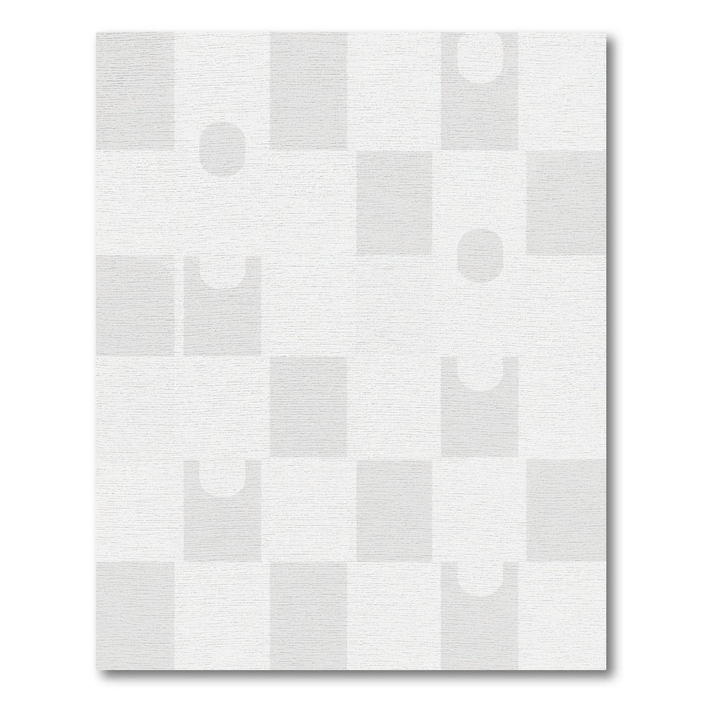 Modern White Geometric Square Oval Rug