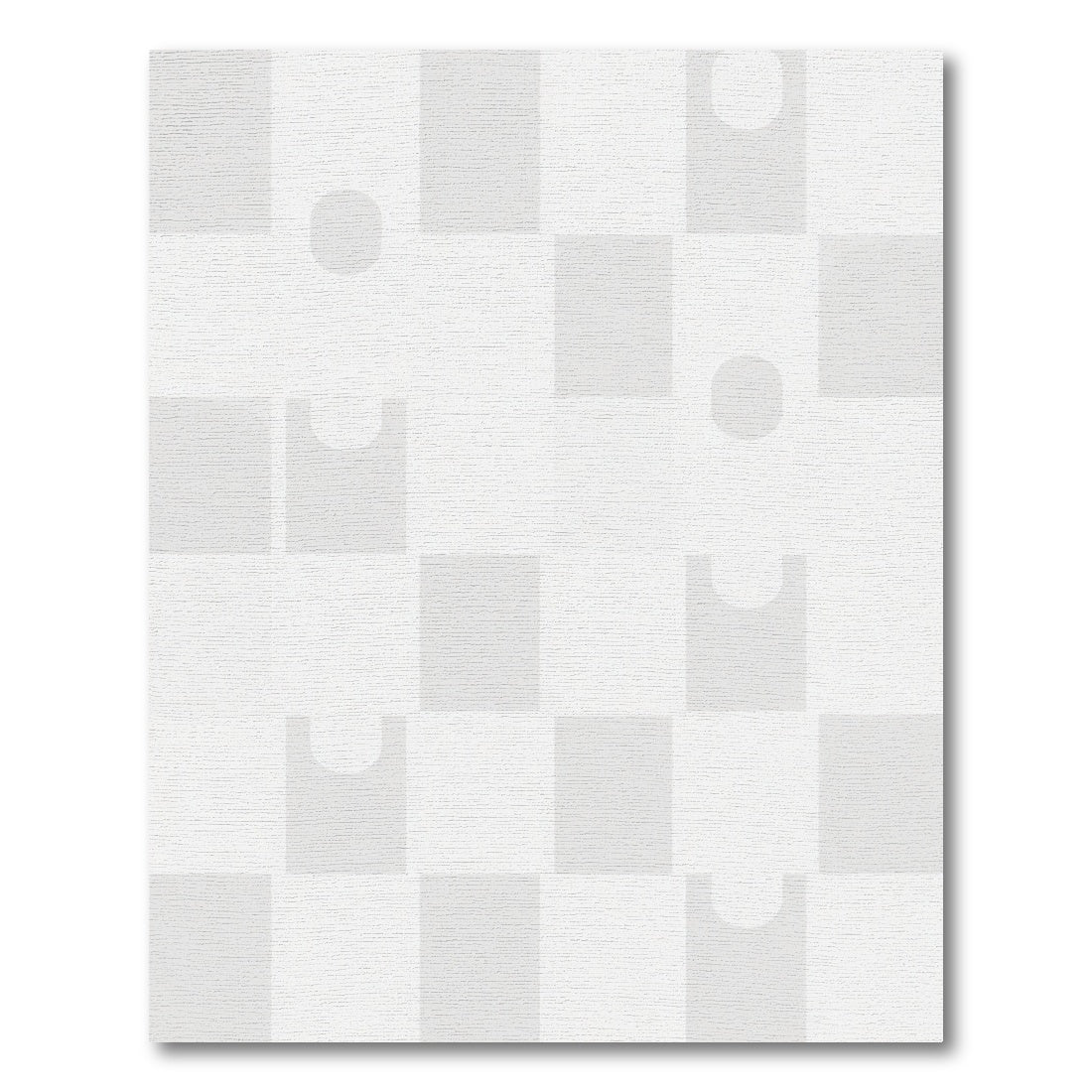 Modern White Geometric Square Oval Rug