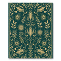 Emerald Gold Botanical Floral Arabesque Rug